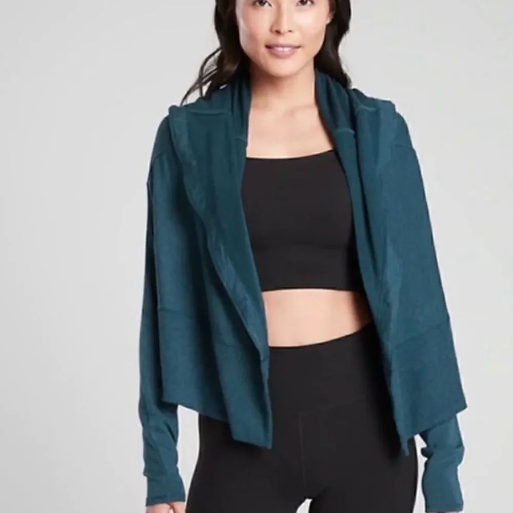 Athleta Nirvana Wear Two Ways Wrap Cardigan Dark Vista Teal Green